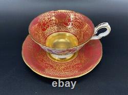 Royal Stafford 8306 Red Heavy Gold Tea Cup And Saucer Set Bone China England