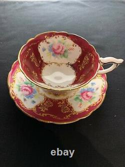 Royal Stafford 8521 Red Heavy Gold Tea Cup And Saucer Set Bone China England
