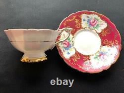 Royal Stafford 8521 Red Heavy Gold Tea Cup And Saucer Set Bone China England