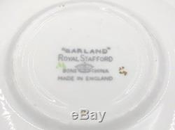 Royal Stafford Garland Blue Coffee Cup Saucer Set For 2 Rare Bone China England