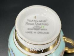 Royal Stafford Garland Blue Demitasse Coffee Cup Saucer Set Bone China England
