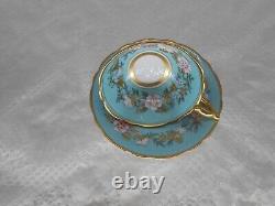 Royal Stafford Garland Blue Tea Cup + Saucer Gold Trim Scalloped, England, VTG