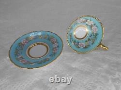 Royal Stafford Garland Blue Tea Cup + Saucer Gold Trim Scalloped, England, VTG