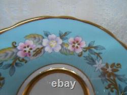 Royal Stafford Garland Blue Tea Cup + Saucer Gold Trim Scalloped, England, VTG