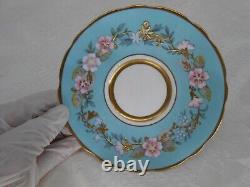 Royal Stafford Garland Blue Tea Cup + Saucer Gold Trim Scalloped, England, VTG