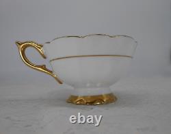 Royal Stafford Garland Blue Tea Cup + Saucer Gold Trim Scalloped, England, VTG