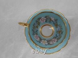 Royal Stafford Garland Blue Tea Cup + Saucer Gold Trim Scalloped, England, VTG