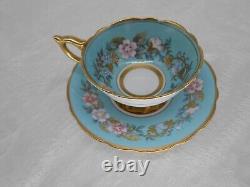 Royal Stafford Garland Blue Tea Cup + Saucer Gold Trim Scalloped, England, VTG