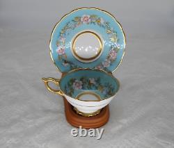 Royal Stafford Garland Blue Tea Cup + Saucer Gold Trim Scalloped, England, VTG