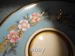 Royal Stafford Garland Blue Tea Cup + Saucer Gold Trim Scalloped, England, VTG