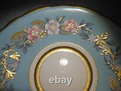 Royal Stafford Garland Blue Tea Cup + Saucer Gold Trim Scalloped, England, VTG