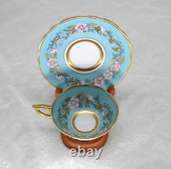 Royal Stafford Garland Blue Tea Cup + Saucer Gold Trim Scalloped, England, VTG