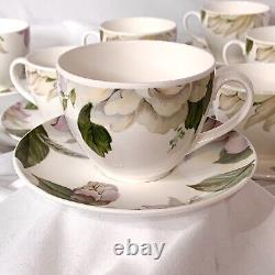Royal Stafford Tea Cup & Saucer Bone China England White Pink Floral Set Of 8