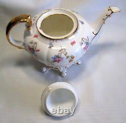 Royal Stafford Violets Pompadour Teapot Cream Sugar England Bone China Tea Set