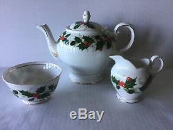 Royal Tuscan Wedgwood Noel Tea Set Bone China Teapot, Creamer, Sugar England