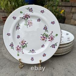 Royal Victoria Fine Bone China Purple Violet Pattern Set Of 10 Plates Gold Trim