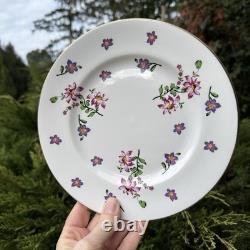 Royal Victoria Fine Bone China Purple Violet Pattern Set Of 10 Plates Gold Trim