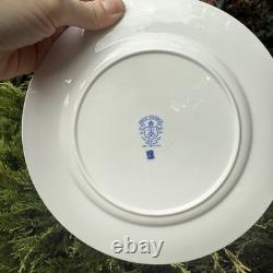 Royal Victoria Fine Bone China Purple Violet Pattern Set Of 10 Plates Gold Trim