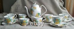 Royal Windsor England Yellow Rose & Blue Flower Bone China England 15 Pc Tea Set