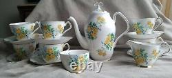 Royal Windsor England Yellow Rose & Blue Flower Bone China England 15 Pc Tea Set