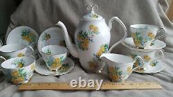 Royal Windsor England Yellow Rose & Blue Flower Bone China England 15 Pc Tea Set