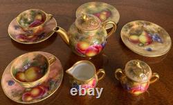 Royal Worcester 1951 Miniature Orchard Fruit Bone China Tea Set 9 Pieces