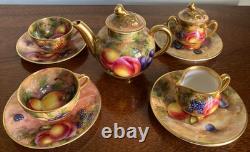 Royal Worcester 1951 Miniature Orchard Fruit Bone China Tea Set 9 Pieces