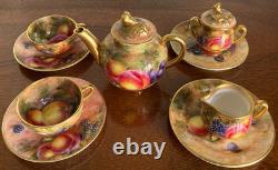 Royal Worcester 1951 Miniature Orchard Fruit Bone China Tea Set 9 Pieces