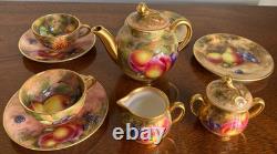 Royal Worcester 1951 Miniature Orchard Fruit Bone China Tea Set 9 Pieces