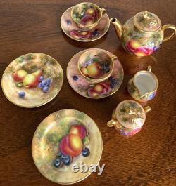 Royal Worcester 1951 Miniature Orchard Fruit Bone China Tea Set 9 Pieces