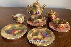 Royal Worcester 1951 Miniature Orchard Fruit Bone China Tea Set 9 Pieces