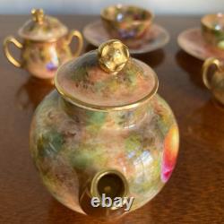 Royal Worcester 1951 Miniature Orchard Fruit Bone China Tea Set 9 Pieces