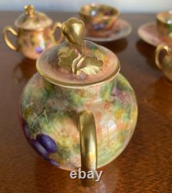 Royal Worcester 1951 Miniature Orchard Fruit Bone China Tea Set 9 Pieces