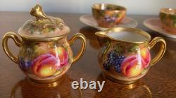 Royal Worcester 1951 Miniature Orchard Fruit Bone China Tea Set 9 Pieces