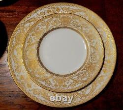 Royal Worcester 60 Pc 12 Set Embassy Gold Encrusted Dinner Plates Cups & Saucers