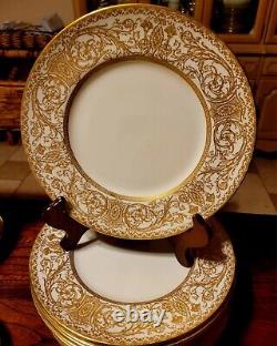 Royal Worcester 60 Pc 12 Set Embassy Gold Encrusted Dinner Plates Cups & Saucers