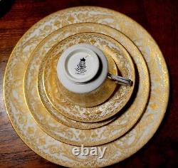 Royal Worcester 60 Pc 12 Set Embassy Gold Encrusted Dinner Plates Cups & Saucers