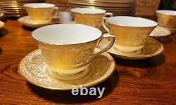 Royal Worcester 60 Pc 12 Set Embassy Gold Encrusted Dinner Plates Cups & Saucers