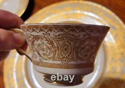 Royal Worcester 60 Pc 12 Set Embassy Gold Encrusted Dinner Plates Cups & Saucers