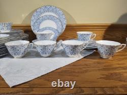 Royal Worcester Blue Aragon China Dinnerware, Set 5 Pc Per Person Service 8