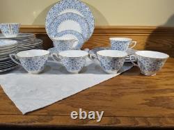 Royal Worcester Blue Aragon China Dinnerware, Set 5 Pc Per Person Service 8
