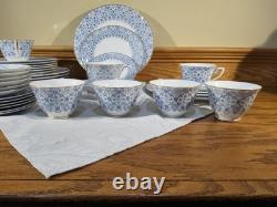 Royal Worcester Blue Aragon China Dinnerware, Set 5 Pc Per Person Service 8