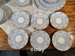 Royal Worcester Blue Aragon China Dinnerware, Set 5 Pc Per Person Service 8