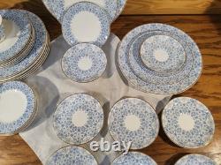 Royal Worcester Blue Aragon China Dinnerware, Set 5 Pc Per Person Service 8
