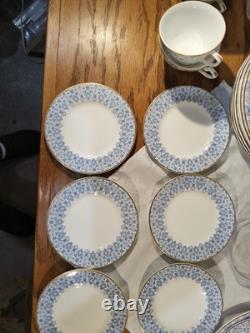 Royal Worcester Blue Aragon China Dinnerware, Set 5 Pc Per Person Service 8
