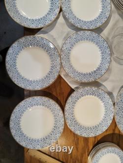 Royal Worcester Blue Aragon China Dinnerware, Set 5 Pc Per Person Service 8