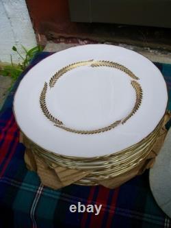 Royal Worcester Bone China England Golden Bracken set 12 dessert plates 8