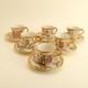 Royal Worcester Bone China Set of 6 Floral Blush Ivory Demitasse Cups & Saucers