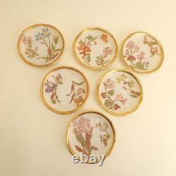 Royal Worcester Bone China Set of 6 Floral Blush Ivory Demitasse Cups & Saucers