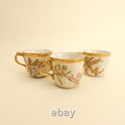 Royal Worcester Bone China Set of 6 Floral Blush Ivory Demitasse Cups & Saucers